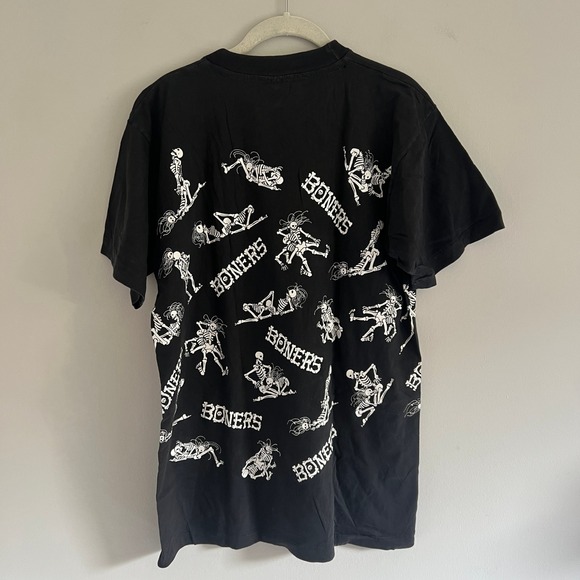 VINTAGE 90'S BLACK BONERS SKELETON ALL OVER PRINT T-SHIRT - Picture 5 of 5